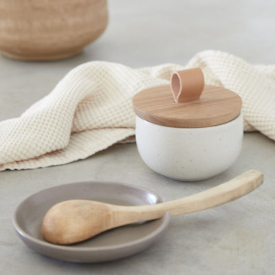 SALT CELLAR WITH OAK LID (Available in 2 Colors)