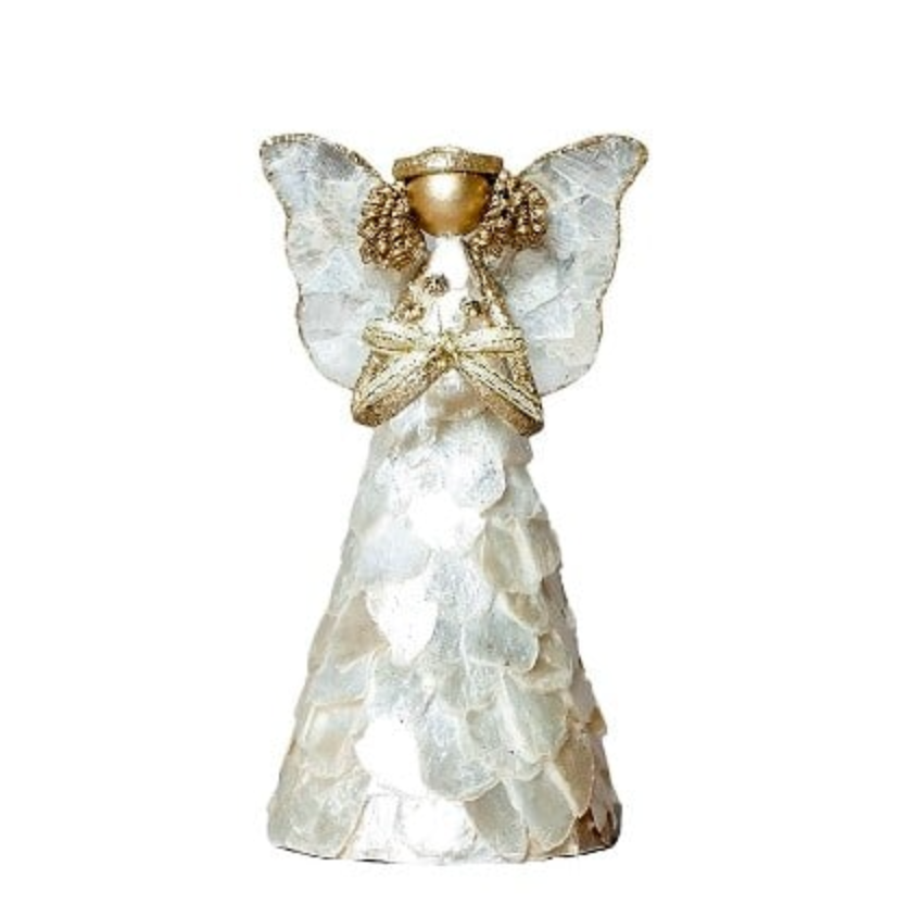 ORNAMENT ANGEL CAPIZ GOLD