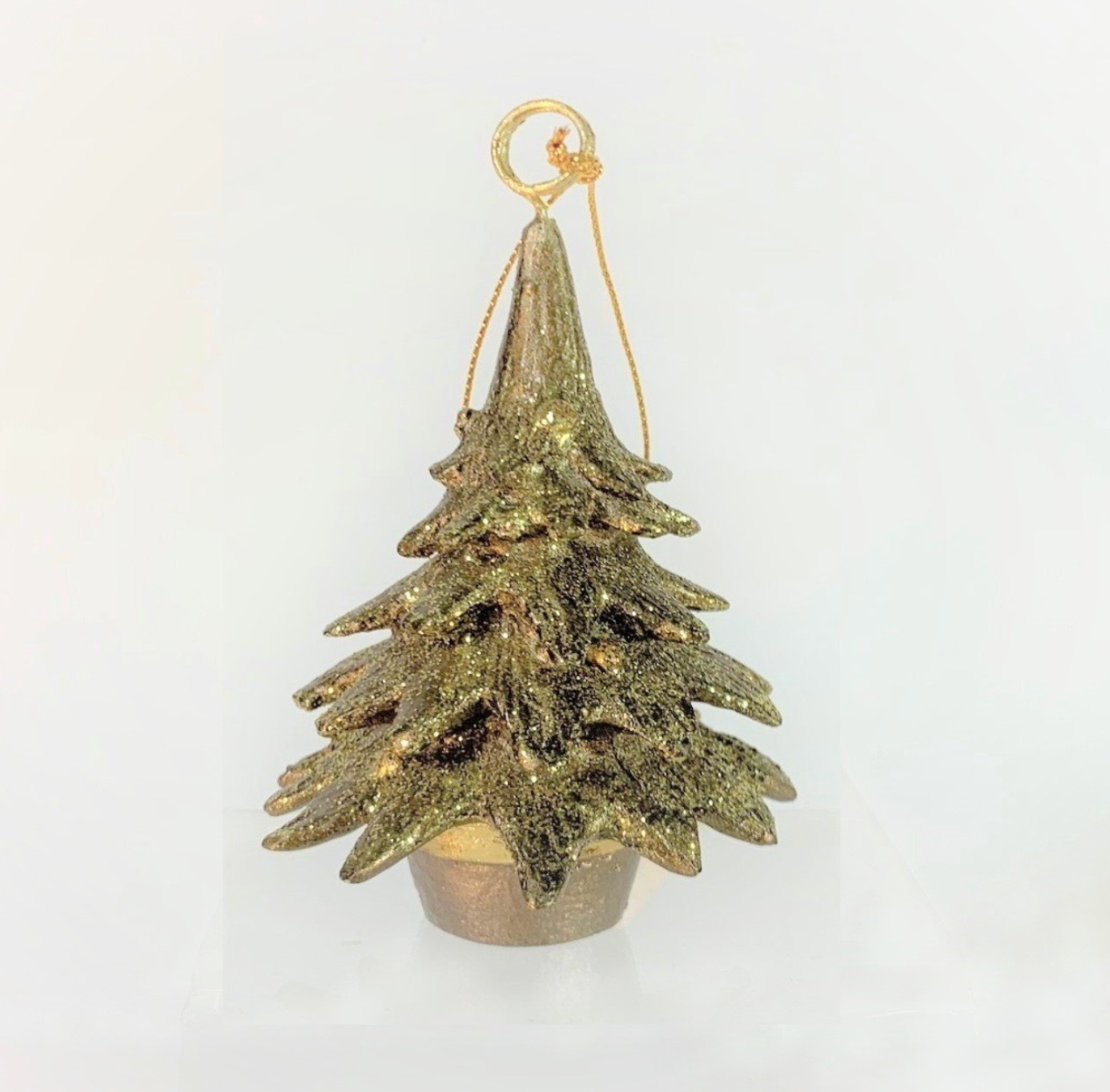 ORNAMENT CARD HOLDER CONE TREE ANTIQUE GOLD