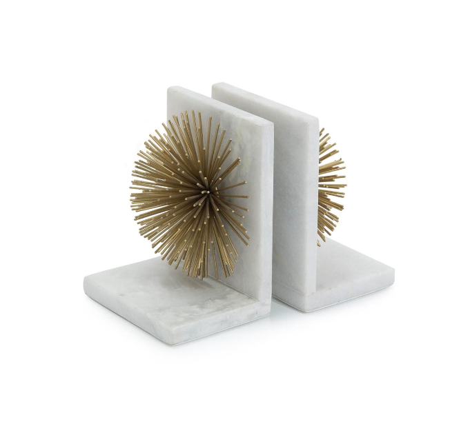 BOOKENDS GOLD BURSTS ON WHITE MARBLE