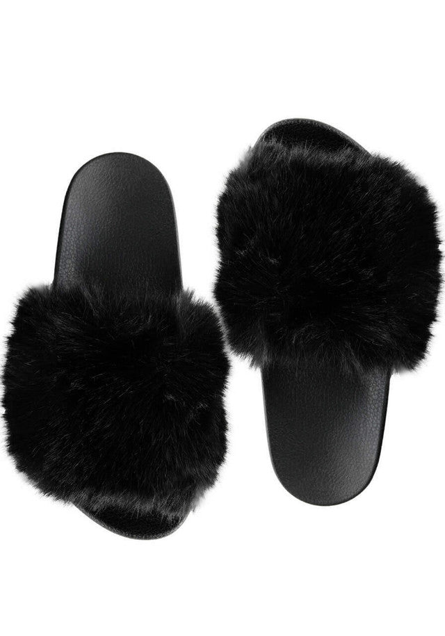 SLIDES FAUX FUR BLACK (NRD)