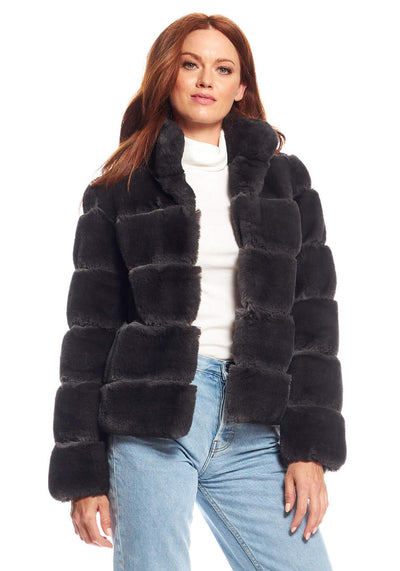 JACKET CHARCOAL FAUX FUR