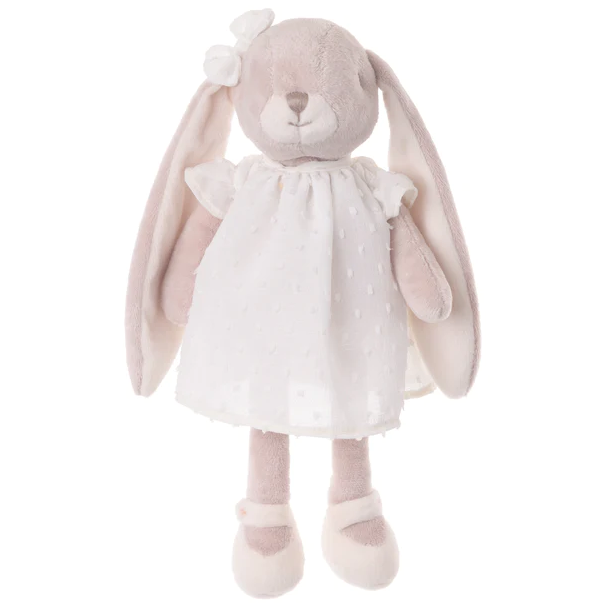 TOY PLUSH BUNNY PINK IN WHITE DRESS
