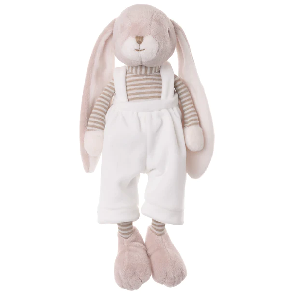 TOY PLUSH BUNNY PINK IN WHITE OVERALL