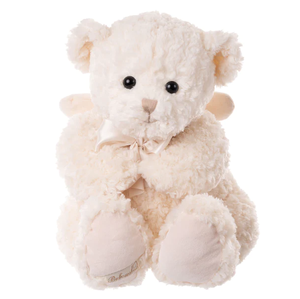 TOY PLUSH BEAR WITH BOW IVORY