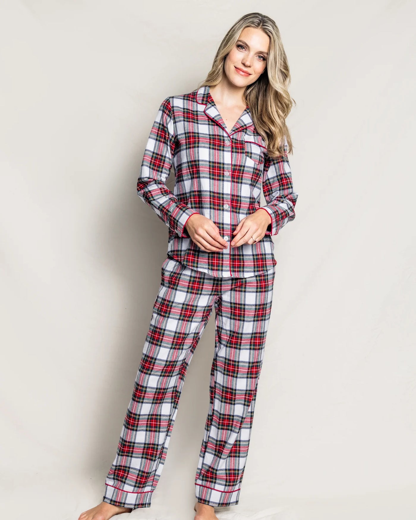PAJAMA SET LONG WITH RED PIPING