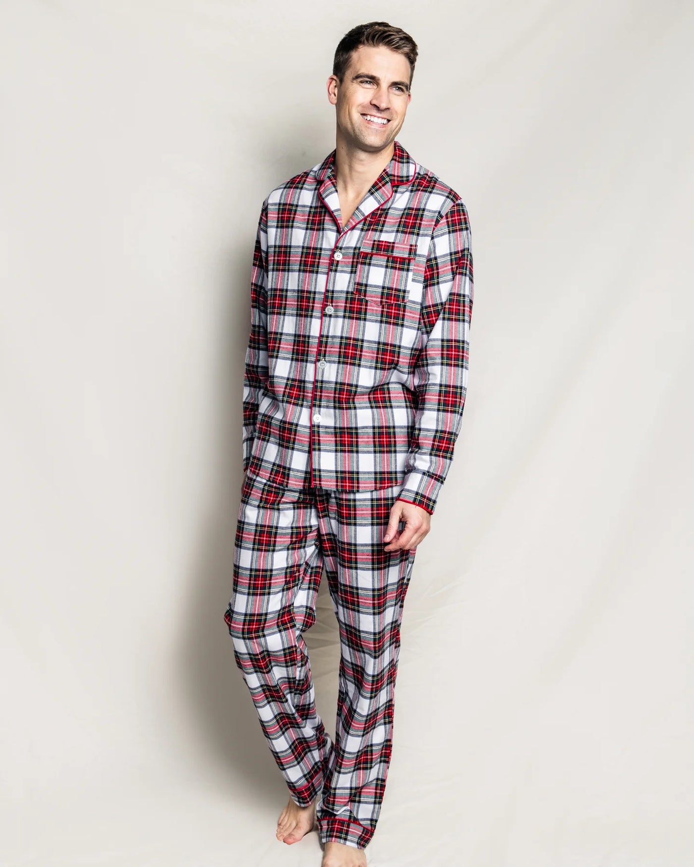 PAJAMA MEN'S SET LONG WITH RED PIPING