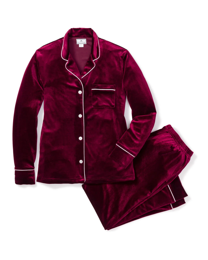 PAJAMA SET LONG RED VELOUR WOMEN