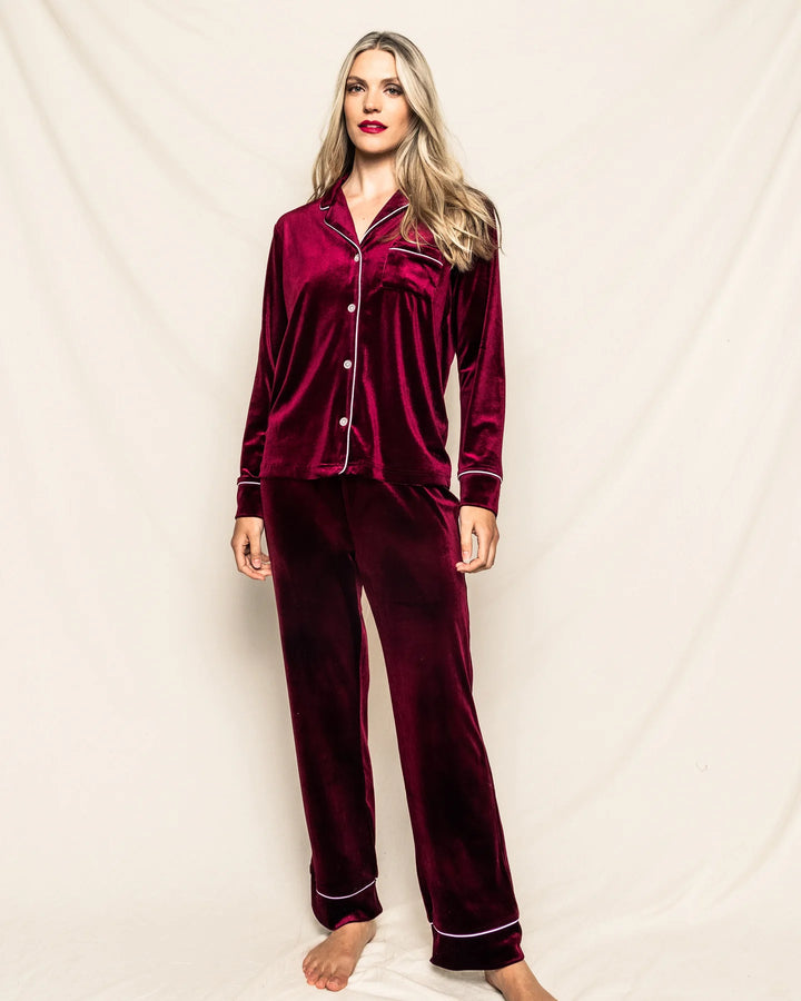 PAJAMA SET LONG RED VELOUR WOMEN