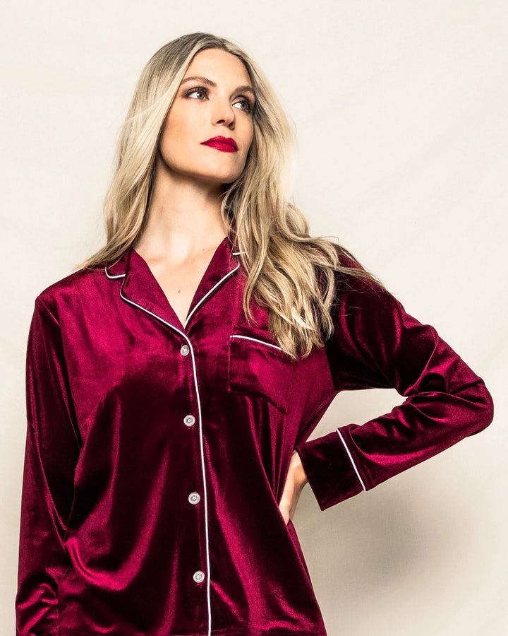 PAJAMA SET LONG RED VELOUR WOMEN