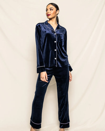 PAJAMA SET LONG NAVY VELOUR WOMEN