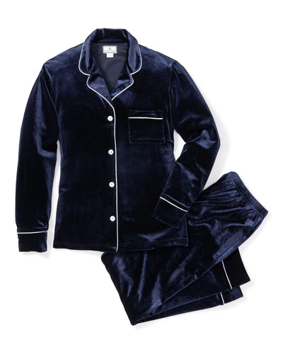 PAJAMA SET LONG NAVY VELOUR WOMEN
