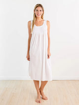 NIGHTGOWN WHITE COTTON DELICATE SMOCKING