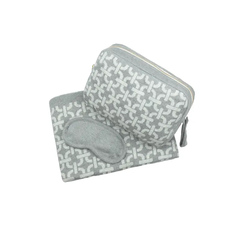 BLANKET/MASK TRAVEL CHAIN LT GREY/VANILLA