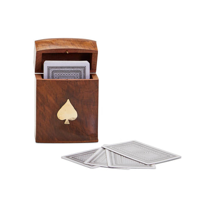 PLAYING CARD SET IN WOOD CRAFTED BOX