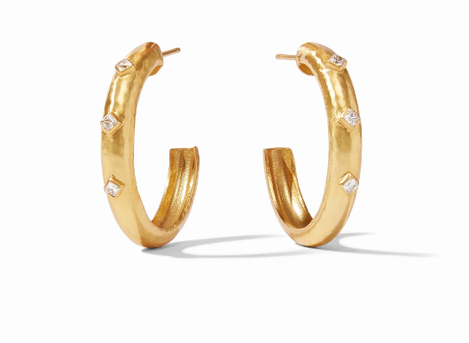 JULIE VOS HOOP NOEL GOLD WITH STONES (Available in 2 Sizes)