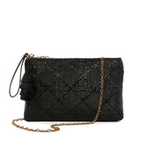 CLUTCH STRAW CANE MIDNIGHT WITH CHAIN