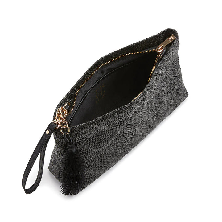 CLUTCH STRAW CANE MIDNIGHT WITH CHAIN #69409