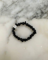 BRACELET BEADS BLACK LAVA QUARTZ