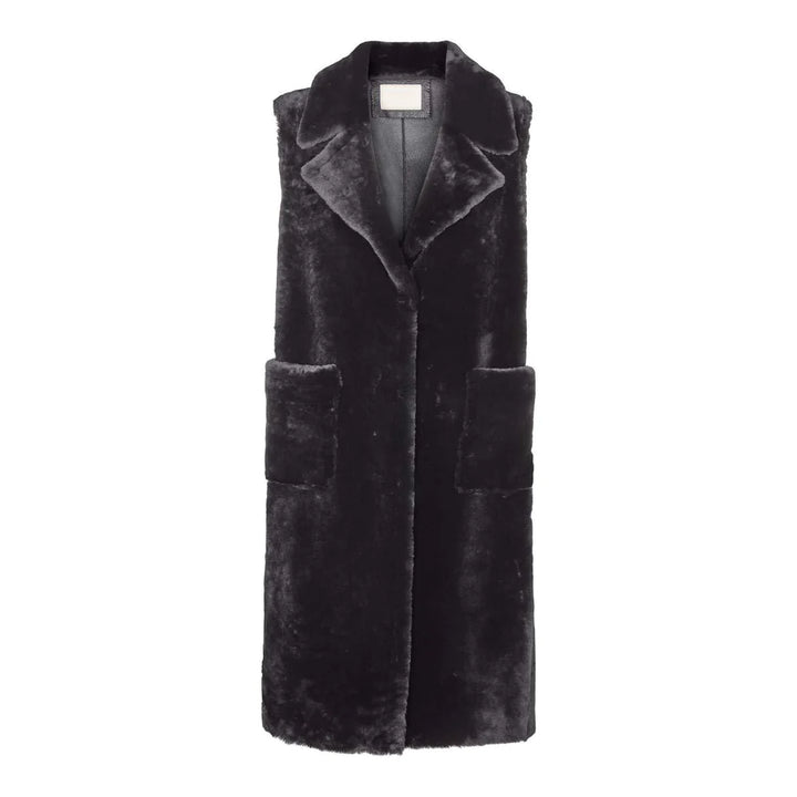 VEST LAMB FUR BLACK LONG