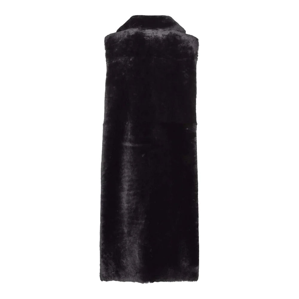 VEST LAMB FUR BLACK LONG
