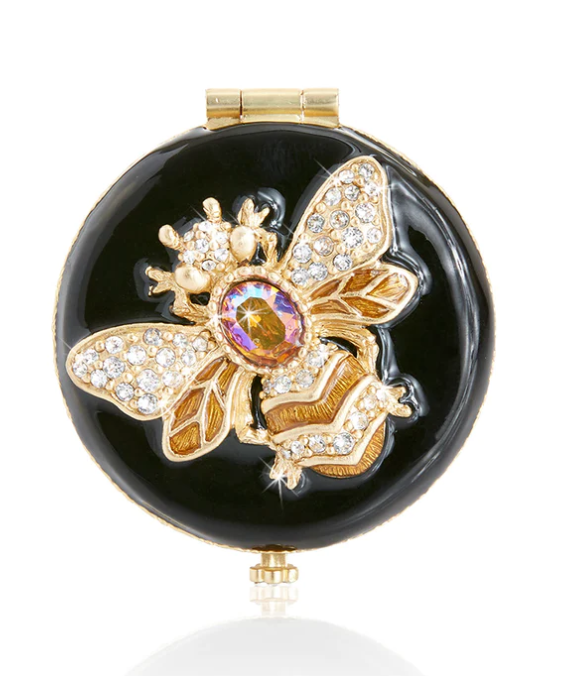 COMPACT GOLD/BLACK BEE JEWELED