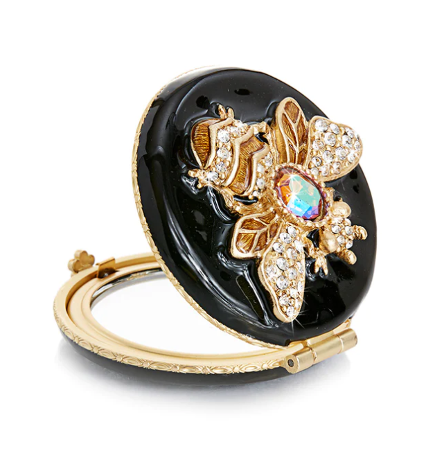 COMPACT GOLD/BLACK BEE JEWELED