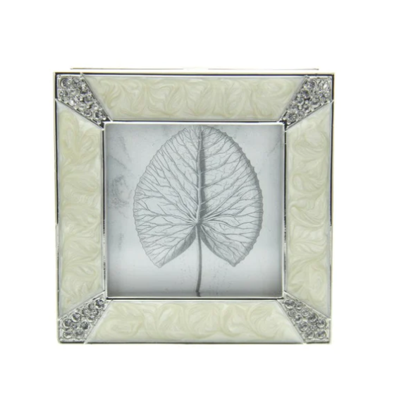 FRAME SQURE PAVE CORNER CRYSTAL PEARL #69597