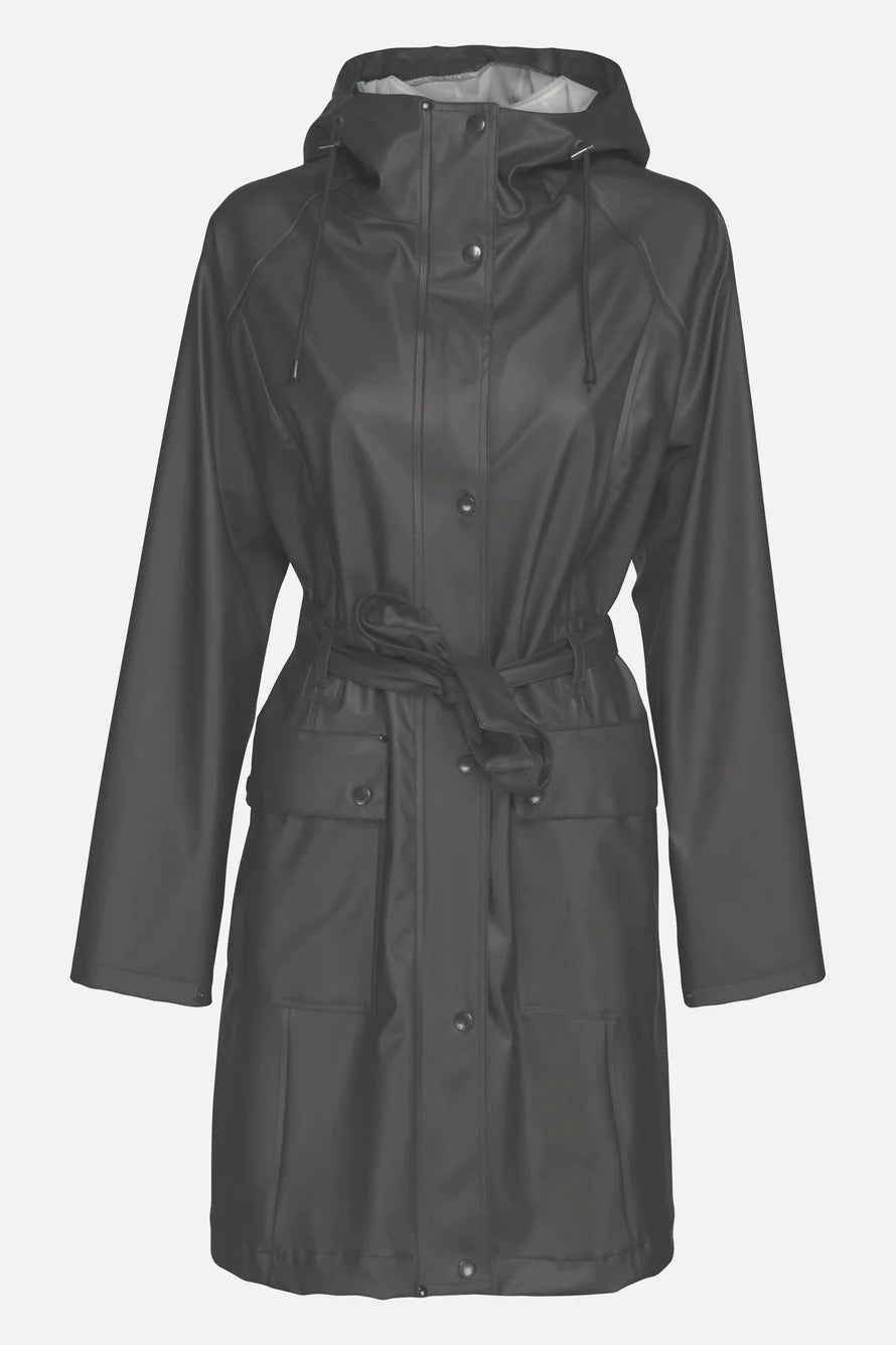ILSE JACOBSEN RAINCOAT WITH BELT DARK SHADOW (Available in 2 Sizes)