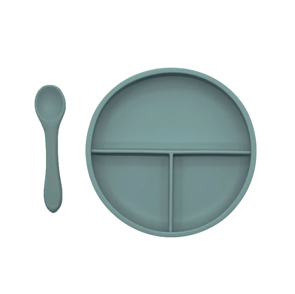 BABY DIVIDED PLATE & SPOON - SET OF 2 (Available in 2 Colors)
