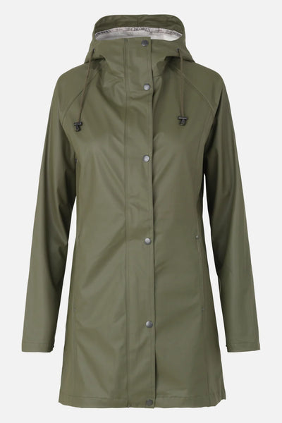 ILSE JACOBSEN RAINCOAT WITH SNAPS ARMY (Available in 2 Sizes)
