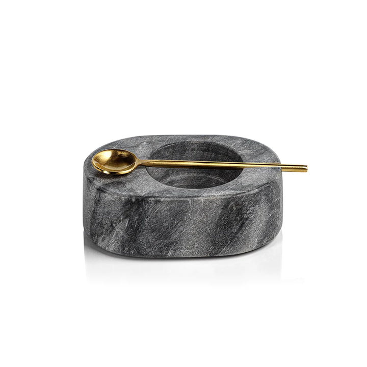 MARBLE BOWL WITH GOLD SPOON SMALL