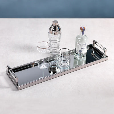 SERVING TRAY STAINLESS STEEL & ACRYLIC