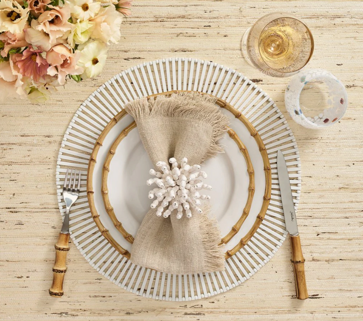 NAPKIN FRINGE NATURAL/SILVER #69805