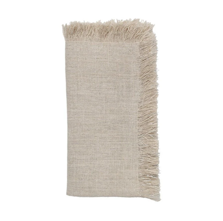 NAPKIN FRINGE NATURAL/SILVER #69805