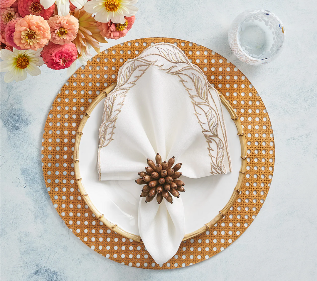 NAPKIN RING BROWN FLORETTE #69867