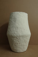 VASE PAPER MACHE OFF-WHITE WITH WIDE NECK