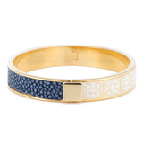 BRACELET HINGED GOLD/WHITE ENAMEL NAVY