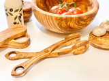 SERVING SET TONGS OLIVE WOOD