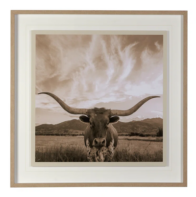 ART COW WITH LONG HORNS