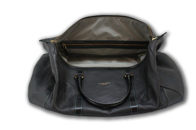 BAG WEEKEND BLACK WITH GREEN STITCHING