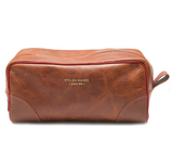 BAG DOPP BROWN WITH RED STITCHING