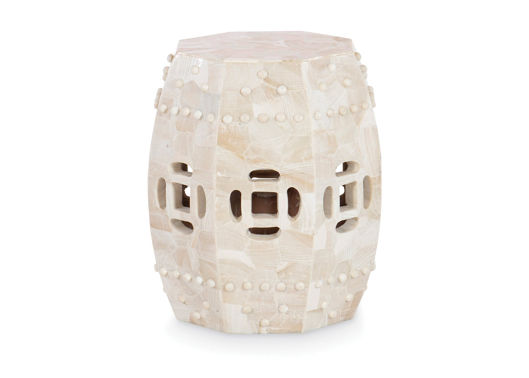 TABLE/STOOL ACCENT WHITE CLAM STONE #70537