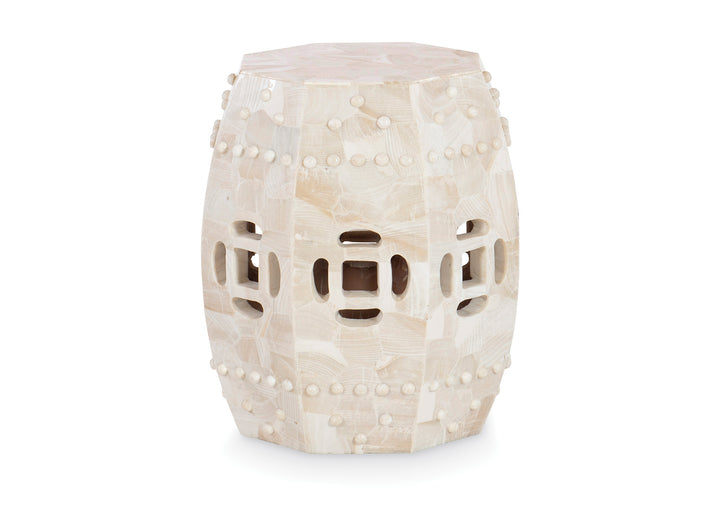 TABLE/STOOL ACCENT WHITE CLAM STONE #70537