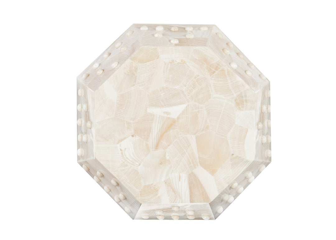 TABLE/STOOL ACCENT WHITE CLAM STONE #70537
