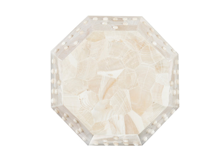 TABLE/STOOL ACCENT WHITE CLAM STONE #70537