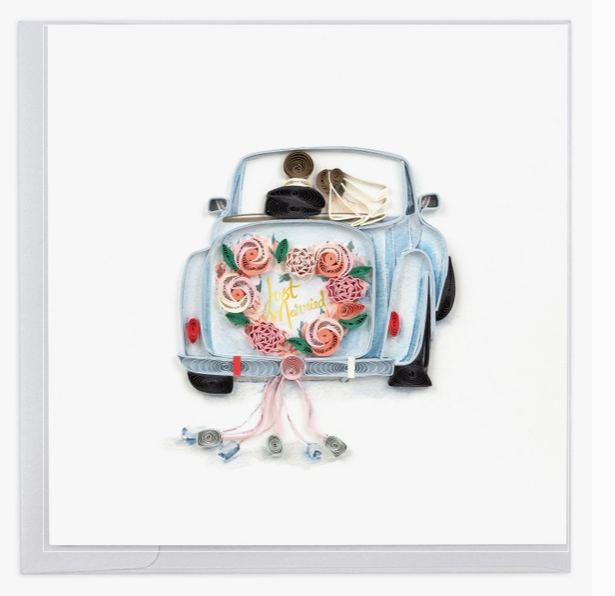GREETING CARD "JUST MARRIED CAR"