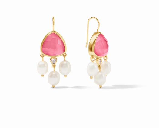 JULIE VOS EARRING AQUITAINE CHANDELIER PEONY PINK
