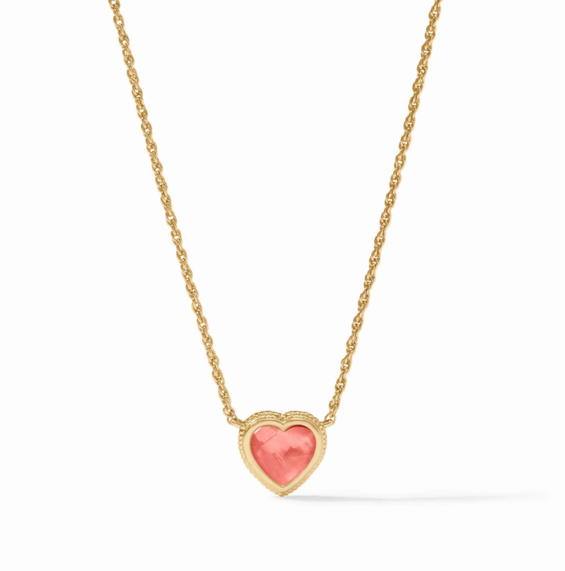 JULIE VOS NECKLACE DELICATE HEART BLUSH PINK