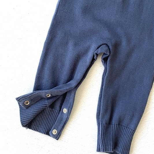 JUMPSUIT CLASSIC BUTTON KNIT DUSTY BLUE (Available in Sizes)